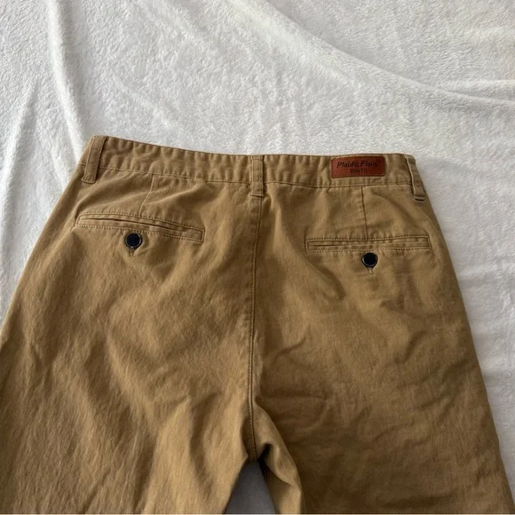 Plaid + Plain Khaki Slim fit Stretch Flat Chino  Pants 30x28 - Picture 6 of 7